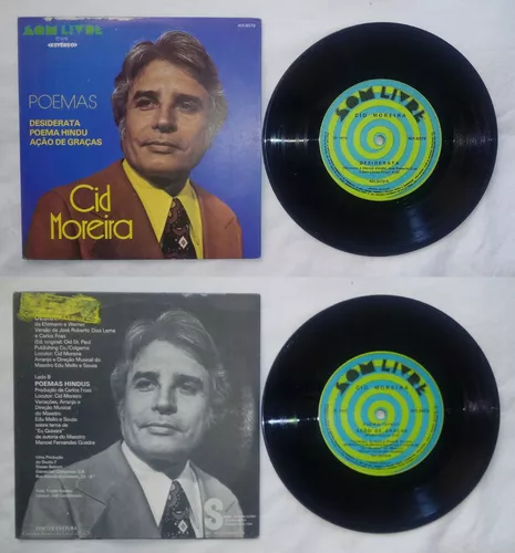 frente e verso do compacto Poema, lançado pela gravadora Som Livre em 1975, com a gravação de Desiderata na voz de Cid Moreira, além de um poema hindu e de ação de graças